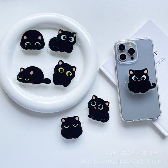 JXSFLYE Katzen-Handyhalter aus Acryl mit Griff und verschiedenen Gesichtsausdrücken - Bild 1