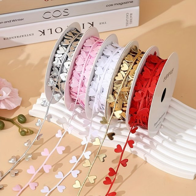 Dekoratives Liebesgurtband für Geschenkverpackungen und Valentinstagsdekoration, 1 Rolle, Rot und Mehrfarbig, Länge: 900 cm - Bild 1