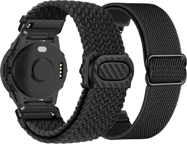2 Stück elastische Nylonbänder in Schwarz für Garmin Descent G2, Descent G1, Descent G1 Solar, Quatix 7, Quatix 7 Pro, Quatix 8 und Tactix 8, Breite: 47 mm von DAINU - Bild 1