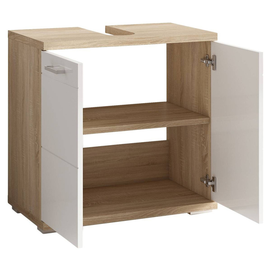 byLIVING Waschbeckenunterschrank NEBRASKA Bad Eiche und Weiß, B/H/T: 60 x 59 x 31,5 cm - Bild 2