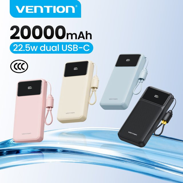 Vention Powerbank 20000 mAh mit 22,5 W Schnellladegerät in Blau - Bild 1