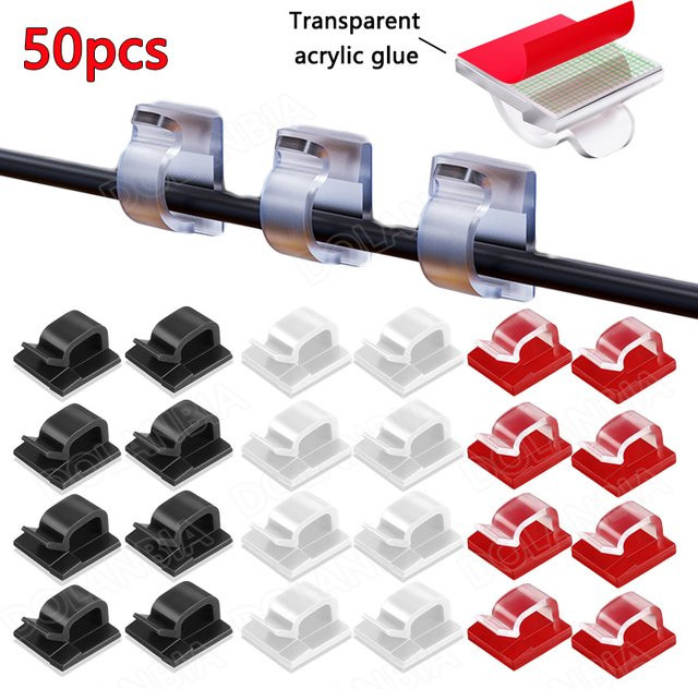 DOLANBIA Kabel-Organizer-Clips mit USB-C Anschluss, selbstklebend, Weiß, 50 Stück - Bild 1