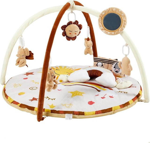 HiMISS Baby-Spielmatte als weiche Puzzlematte für Neugeborene und Kleinkinder, rund, mehrfarbig - Bild 1