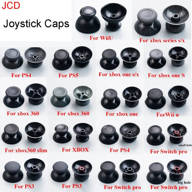 JCD Analog Joystick Stick Grip Caps in Schwarz für PS5, PS4, PS3, Xbox Series S/X, Xbox One, Xbox 360, Wii und Nintendo Switch, 2 Stück - Bild 1