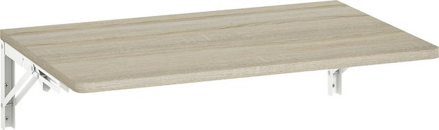 HOMCOM Wandklapptisch Eiche, platzsparender Schreibtisch in Wandmontage mit abgerundeten Ecken, B/T: 60 x 40 cm - Bild 1