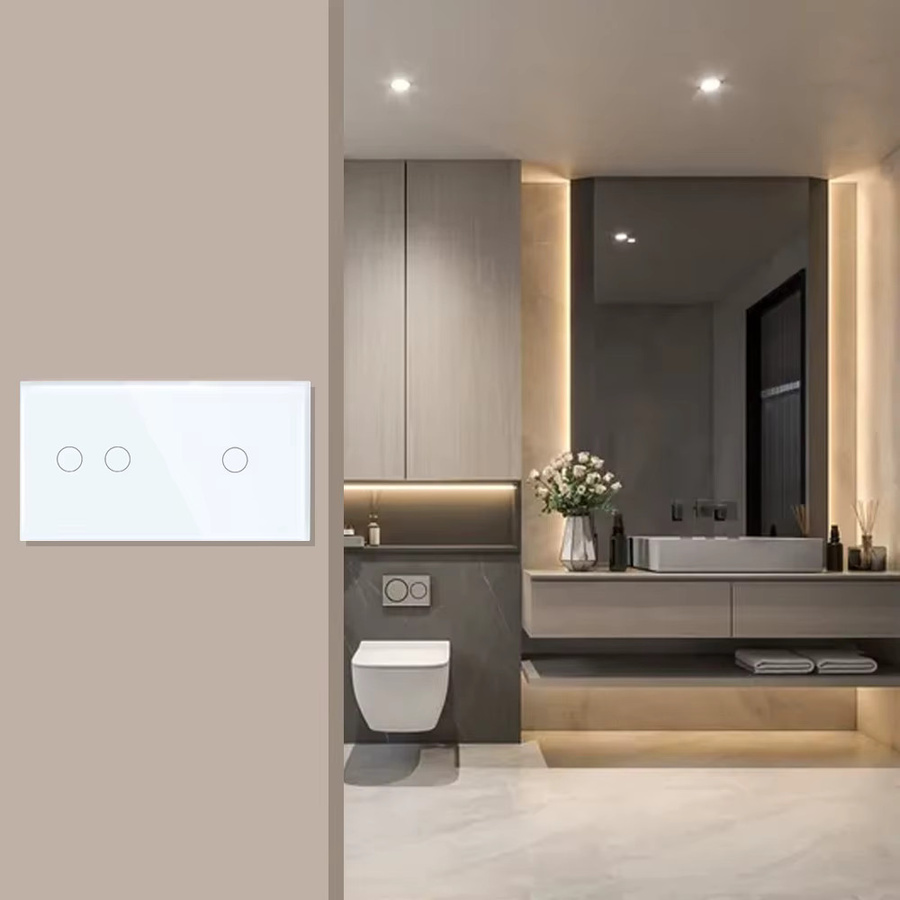 TAWO Kristall Glas Panel für Wand-Touch-Schalter und Dimmer, Weiß, B/H: 86 x 157 x 228 mm - Bild 2