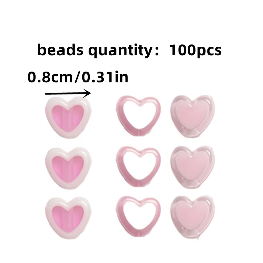 QYWCTZ Perlen, rosa Pfirsich-Herz-Stil, 8 mm, 100 Stück - Bild 2