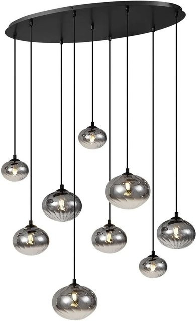 QAZQA Moderne Hängelampe Jia in Schwarz mit 9 kugelförmigen Rauchglas-Elementen - Bild 1