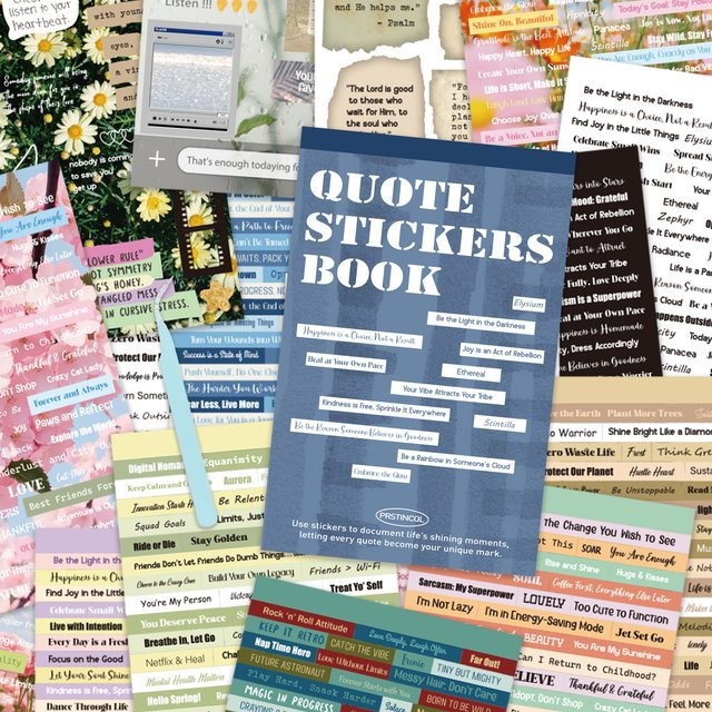48 Blatt dekorative Aufkleber mit englischen Zitaten für Scrapbooking und Journaling in Mehrfarbig - Bild 1