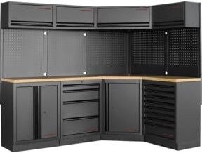 Kraftwerk Mobilio 4er Kombi Küchenschrank-Set mit Unterschrank, Eckschrank und Oberschrank in Grau - Bild 1