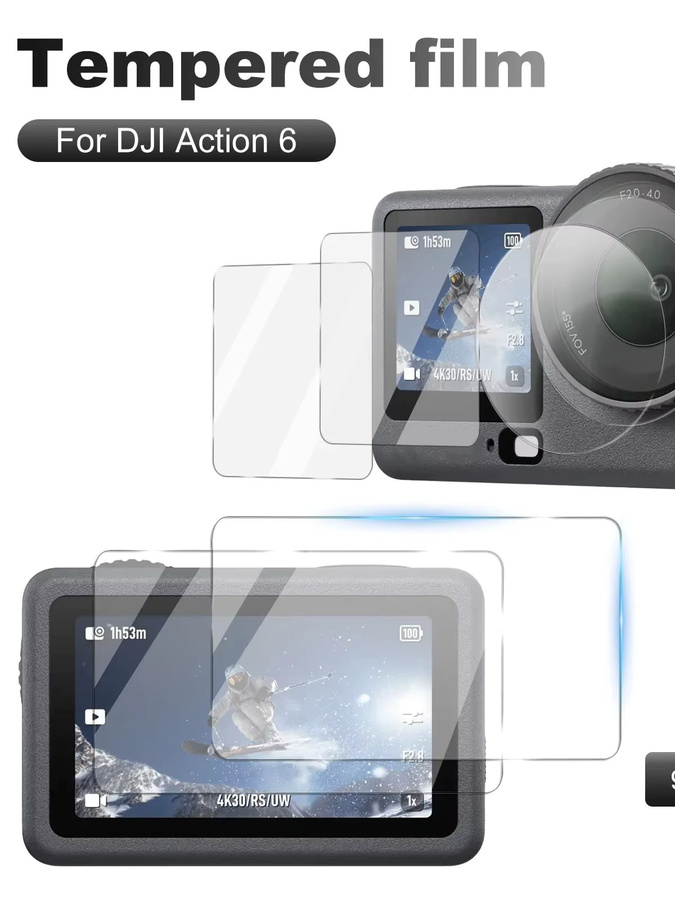 DJI Osmo Action 6 Zubehörset mit 9H gehärtetem Glas als ultraklares Kameraobjektiv und Displayschutzfolie in Transparent - Bild 6