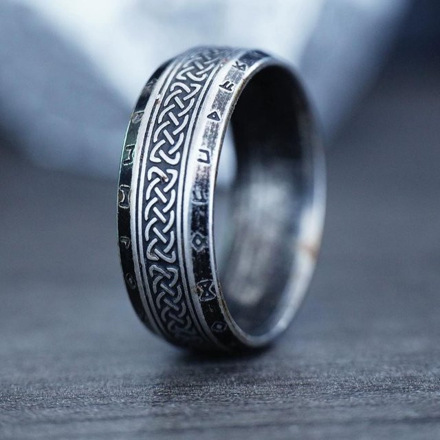 YILUOCD Wikinger Runen Ring, Edelstahl, gray, Unisex - Bild 1