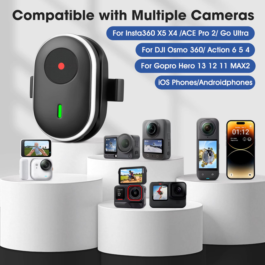 STARTRC TECH Ring-Fernbedienung in Schwarz, kompatibel mit Insta360 GO Ultra/X5/X4/X3, Ace Pro 2 Mini, GoPro Hero 13 12 11 Max 2 und DJI Osmo Action 6 5 4 Nano - Bild 3