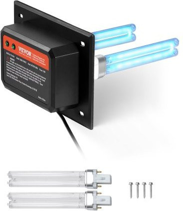 VEVOR HVAC Luftreiniger für das ganze Haus mit UV-UVC-Licht für Klimaanlagenkanäle, Schwarz, inklusive 2 Ersatzbirnen - Bild 1