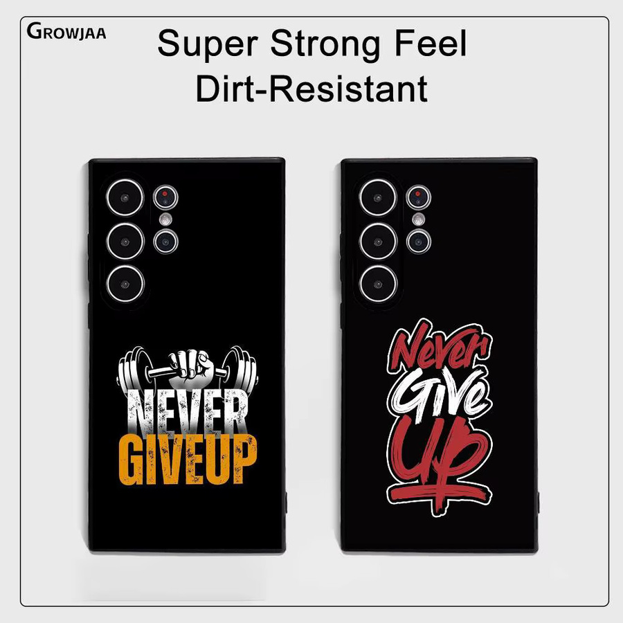 Give Never Up Frosted Soft Cover Handyhülle für Samsung Galaxy S25 S24 S23 S22 S21 S20 Ultra Plus in Schwarz - Bild 2