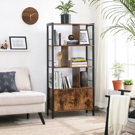 VASAGLE Bücherregal im Industriestil mit Stahlgestell, Braun-Schwarz, B/T/H: 74 x 30 x 154,5 cm