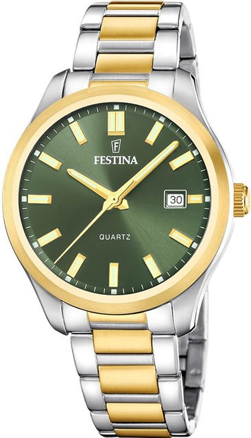 Festina Herrenuhr, Quarz, Edelstahl, Grün, 42 mm, 5 ATM - Bild 1