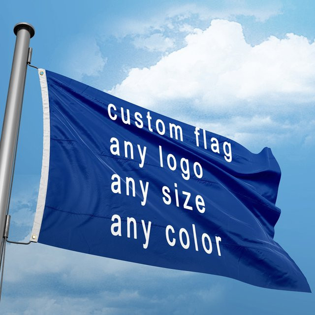 LeaFLAG Benutzerdefinierte Flagge mit beliebigem Logo und Text, Blau-Weiß gestreift, B x H: 90 x 150 cm - Bild 1