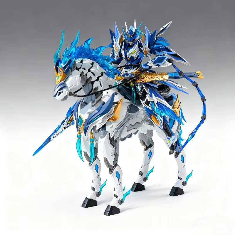 Bandai Neuer Motor Nuclear Zhao Yun Bausatz Actionfigur, mit Yulan Weißem Drachenpferd, Legierungsskelett, Desktop-Dekoration - Bild 3