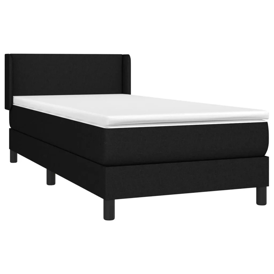 vidaXL Boxspringbett mit Matratze Schwarz, Hybridbett mit Taschenfederkern aus Stoff und Holz, B/T/H: 90 x 200 x 78 cm - Bild 2