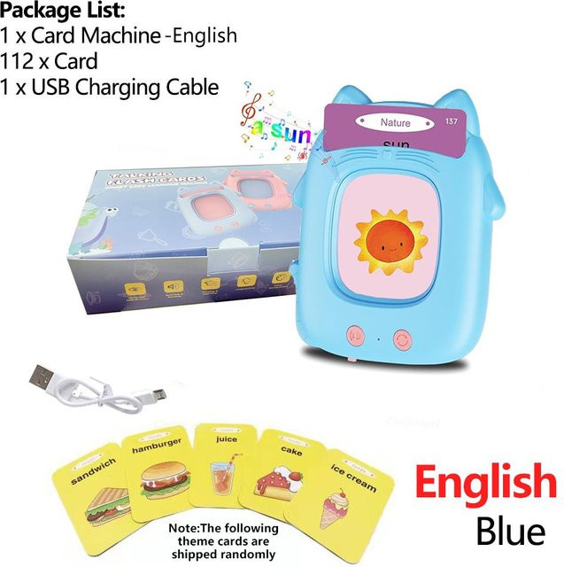 Binchi Lernkartenmaschine, Sprechend, Englisch Spanisch Italienisch Arabisch, Audio, Blau - Bild 1