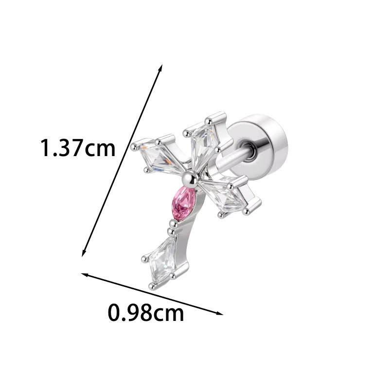 mling Ohrstecker, Kreuz, Zirkonia, Titan, Silber - Bild 2