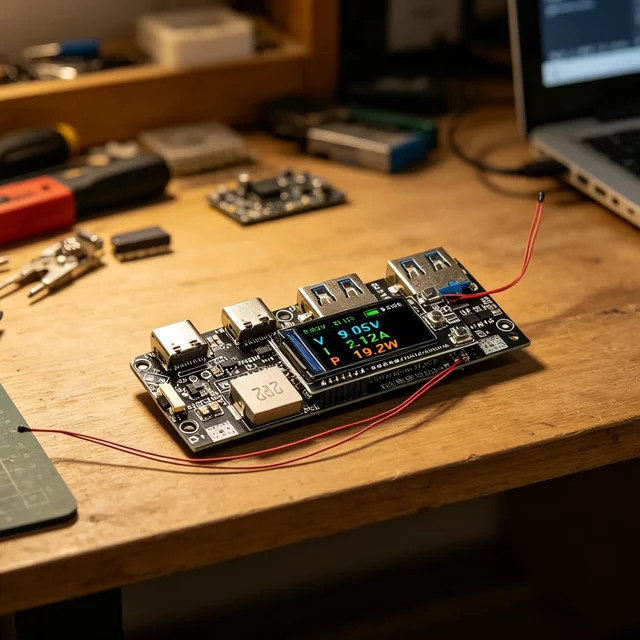 22,5W Multi-Protokoll Schnelllademodul für DIY Mobile Power Mainboard mit 0,96 Zoll TFT-Display und Temperaturkontrolle in Schwarz - Bild 1