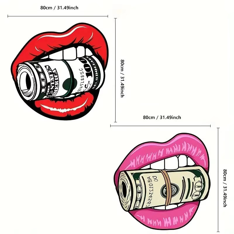 VIKAMA Lippen-Kreativteppich in Rot, ovaler und rutschfester Teppich für Badezimmer, Schlafzimmer oder Wohnzimmer, B/T: 60 x 60 cm - Bild 3