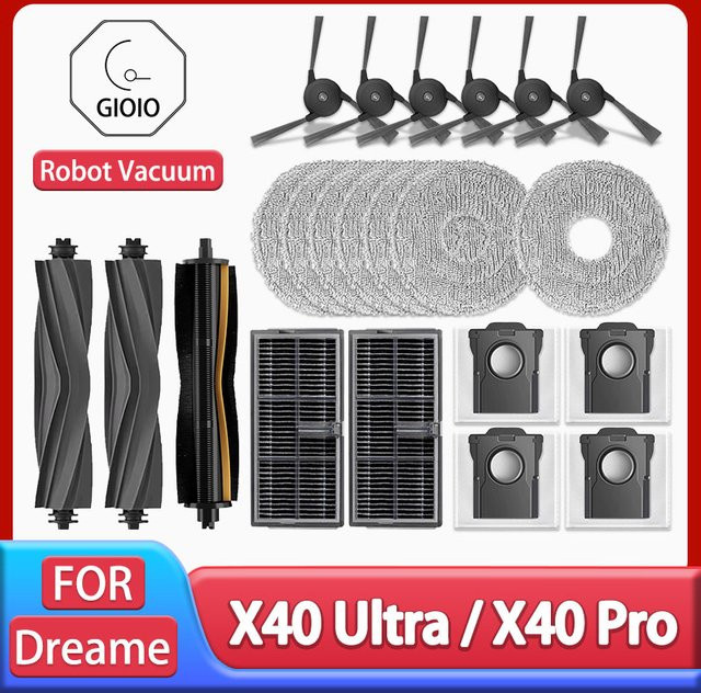 Dreame X40 Ultra und X40 Pro Zubehör Set mit Hauptbürste, Mopptüchern, Staubbeuteln und HEPA-Filtern - Bild 1
