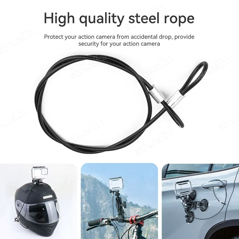 Edelstahl Lanyard Tether in Schwarz für GoPro, Insta360 X4 und DJI OSMO Action 4, Länge: 60 cm - Bild 3