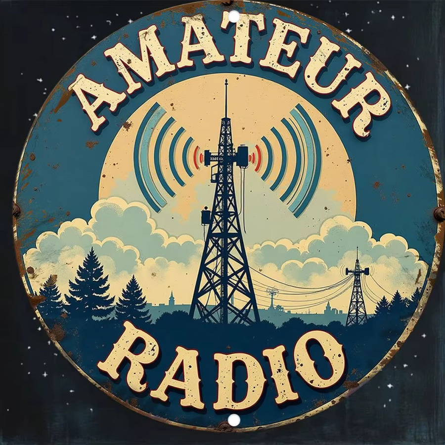 HELLOYOUNG Vintage Amateur Radio Wandschild aus Metall in Blau und Weiß - Bild 3