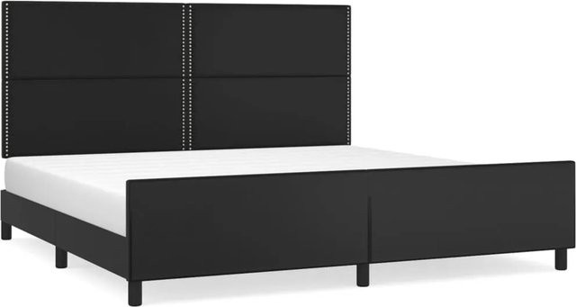 vidaXL Bettgestell mit Kopfteil in Schwarz aus Kunstleder und Holz, B/T/H: 200 x 118 x 206 cm - Bild 1