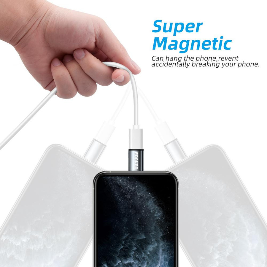 FONKEN Magnetischer USB-C auf Micro-USB Konverter Adapter Set, Grau - Bild 4