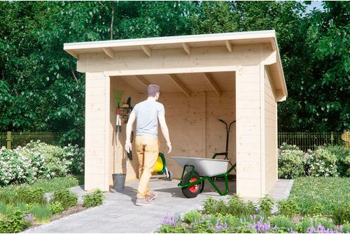 SKANHOLZ Gartenhaus Ole aus Holz in Beige, B/H/T: 340 x 249,5 x 250 cm - Bild 1