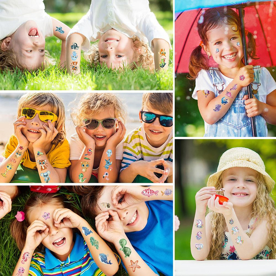 10 Bunte Bögen Glitzerpuder Tattoos Aufkleber, Kinder - Bild 3