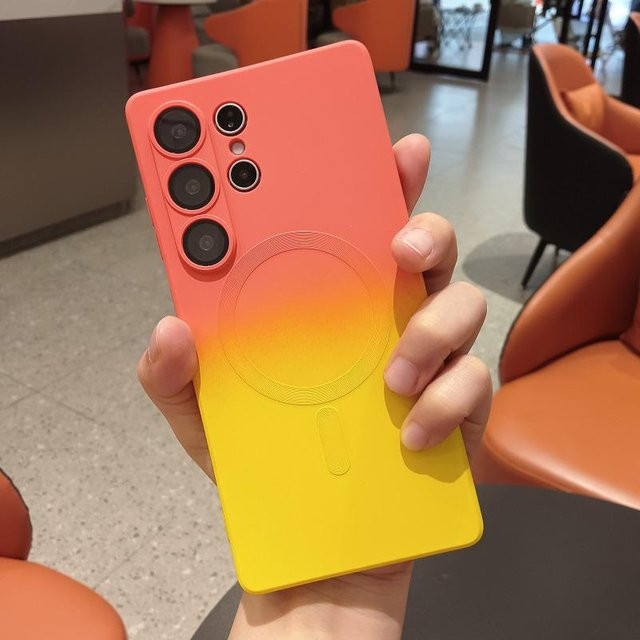 Silikon Handyhülle mit Farbverlauf und MagSafe für Samsung Galaxy S26 Ultra S25 S24 S23 S22 Plus inklusive Glaslinse Kameraabdeckung in Multicolour - Bild 1