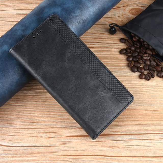Retro Lederhülle für LG K0S K40S K20 K30 X2 Q60 V0S G8S ThinQ Magnetische Klappbrieftaschenhülle in Schwarz - Bild 1