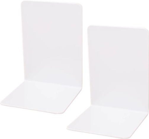 Runa Buchstützen aus Metall in Weiß, 2 Stück mit Anti-Rutsch-Pad - Bild 1
