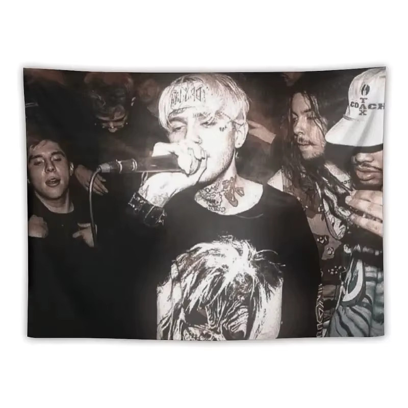 VIKAMA Lil Peep Wandteppich Schwarz-Weiß, Hip-Hop Wanddeko für Schlafzimmer und Wohnheim, B: 60 cm, H: 40 cm - Bild 3