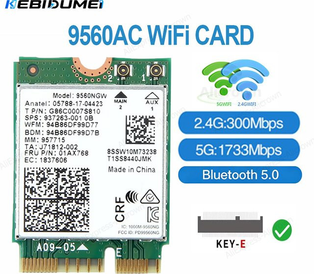 KEBIDUMEI 9560NGW M.2 CNVi Netzwerkkarte mit Dual-Band WLAN AC 2000Mbps und Bluetooth 5.0 in Grün - Bild 1