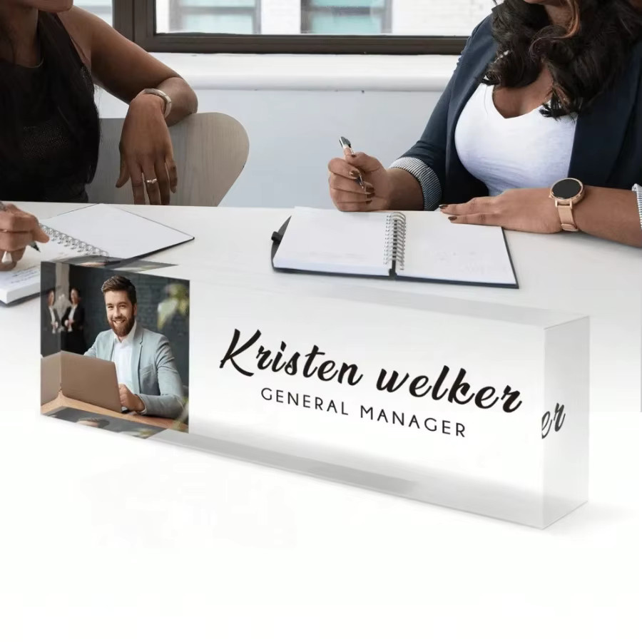 Personalisierte 2D-Acryl-Tischplakette von Hello Young, transparentes rechteckiges Dekor-Schild für Büro und Zuhause, individuelles Geschenk - Bild 2