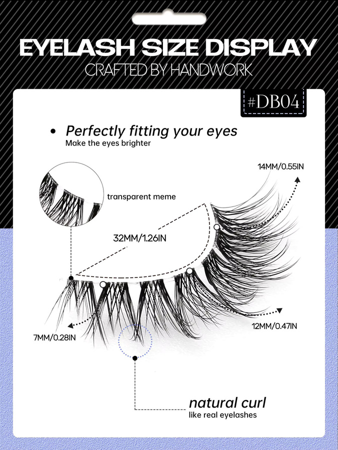 VELTRINAY Künstliche Wimpern, Wispy-Look, transparentes Band, Unisex - Bild 5
