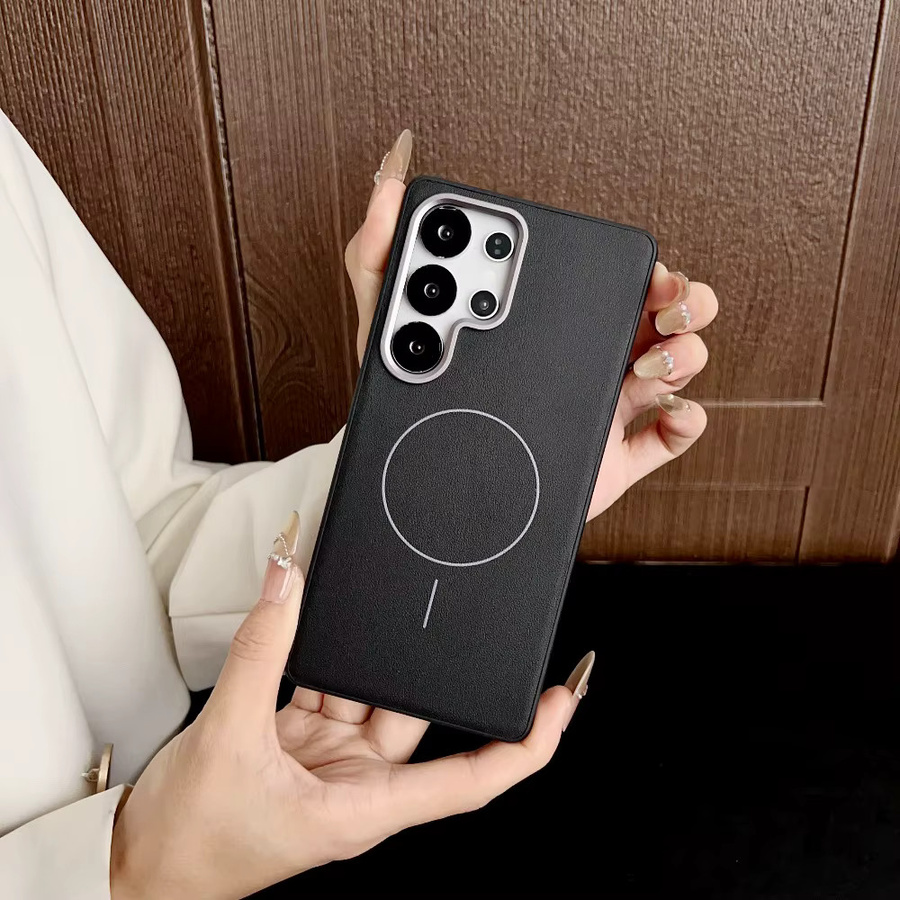 Magnetische Business Leder Handyhülle mit Metall Objektiv Ring für Samsung Galaxy S26 S25 S24 Ultra Plus in Schwarz oder Braun - Bild 4