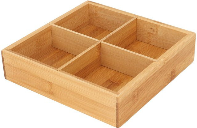 OutsideWorld Snack Serviertablett aus Bambus in Braun mit 4 Fächern - Bild 1