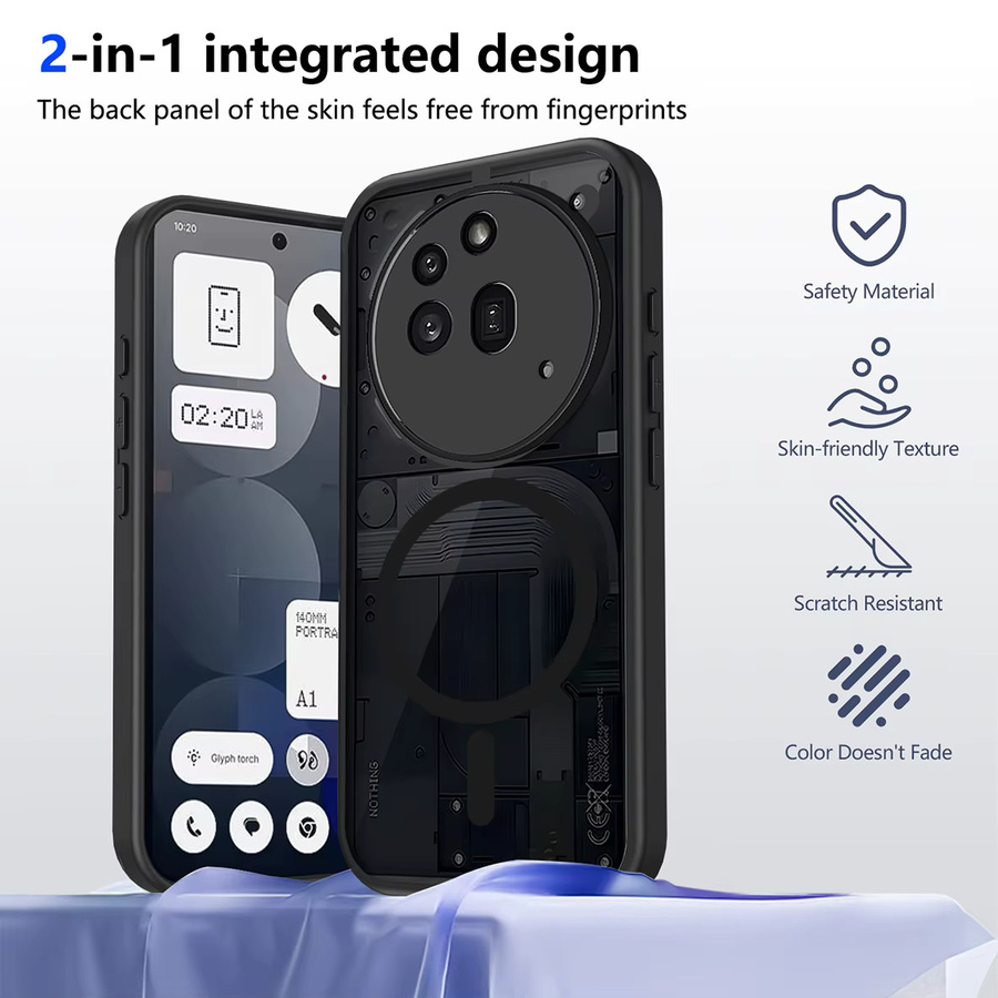 Ultradünne matte Magnethülle für Nothing Phone 3A 3APro 2A Plus und CMF Phone 2 Pro, stoßfeste transparente MagSafe Back Cover in Schwarz, Beige oder Transparent - Bild 3
