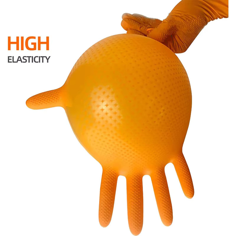 INMAICH Nitrilhandschuhe in Orange, 8 Mil dicke Einweghandschuhe mit Rautenstruktur, latexfrei und robust für Industrie, Tattoo und Mechaniker - Bild 4
