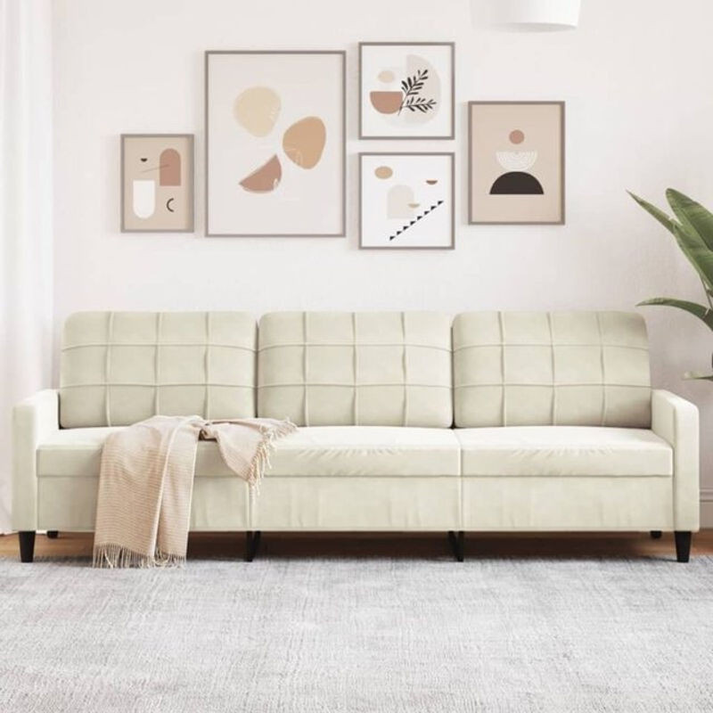 Vidaxl 3-Sitzer-Sofa aus Samt in Beige mit modernem Design, Breite: 226 cm - Bild 1