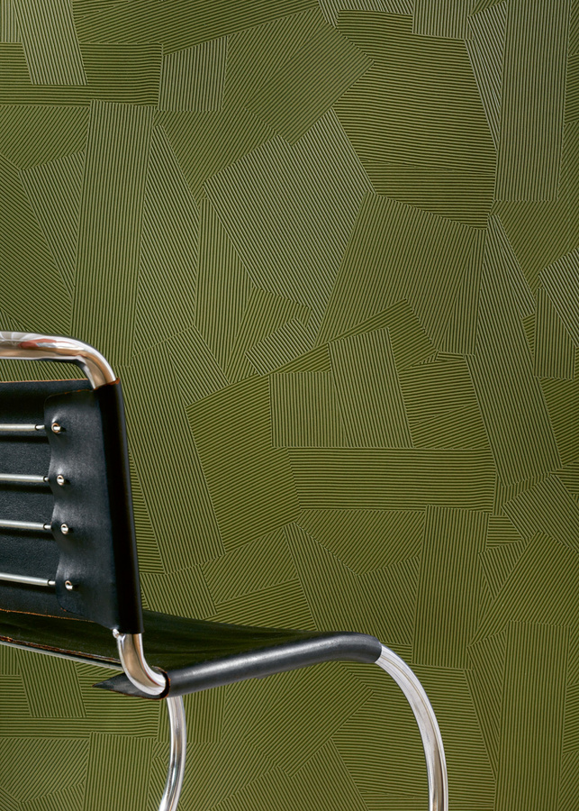 Élitis Tapete Dédales VP 975 60 in Grün mit geometrischem Abstract-Design aus Vinyl und Vlies - Bild 1
