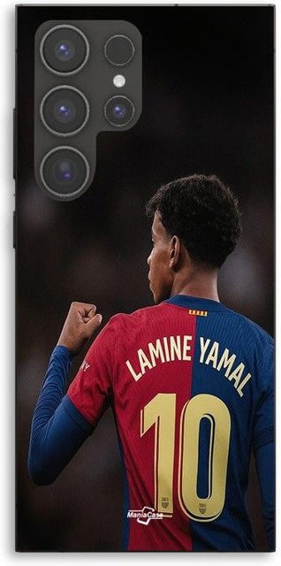 MANIACASE Silikon TPU Handyhülle für Samsung Galaxy S23 Ultra mit Lamine Yamal Nr. 10 FC Barcelona Design in Schwarz und Multicolour - Bild 1