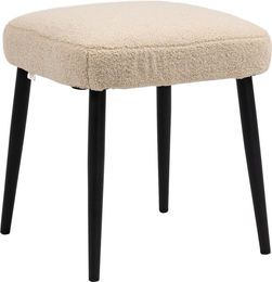 HOMCOM Fußhocker quadratischer Sitzhocker in Kaschmir-Optik mit Stahlbeinen, Beige, B/T/H: 42 x 42 x 47 cm - Bild 1